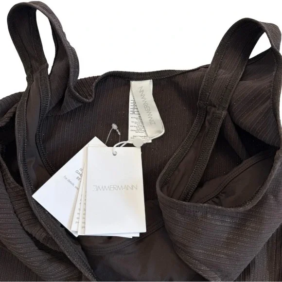 Zimmerman NWT 3 Large Laurel Ribbed Belted One-Piece Swimsuit Chocolate Brown - Picture 8 of 11